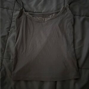 Grey Lace-Trim Camisole Tank Top - Women